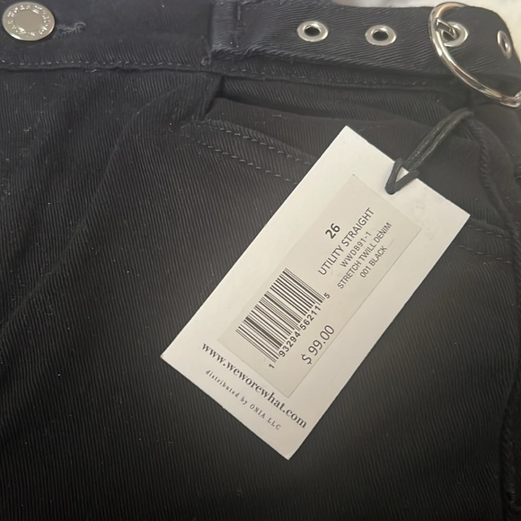 WeWoreWhat Black Utility Stretch Twill Denim Straight Leg Jean with Buckle - Picture 8 of 8